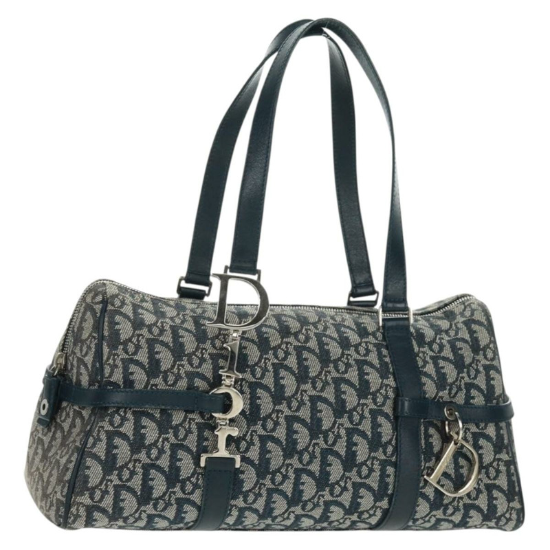 【日本直送】Christian Dior Trotter帆布手提包 海軍藍 銀色 正品 ki6384-0