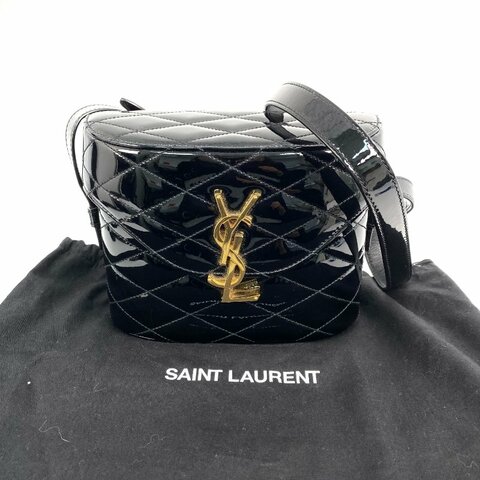 △ Saint Laurent 聖羅蘭 Black Patent Leather June Box Crossbody Bag 黑色漆皮斜背袋 - 267001390