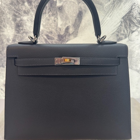 Kelly 25外縫鴛鴦釦石板灰