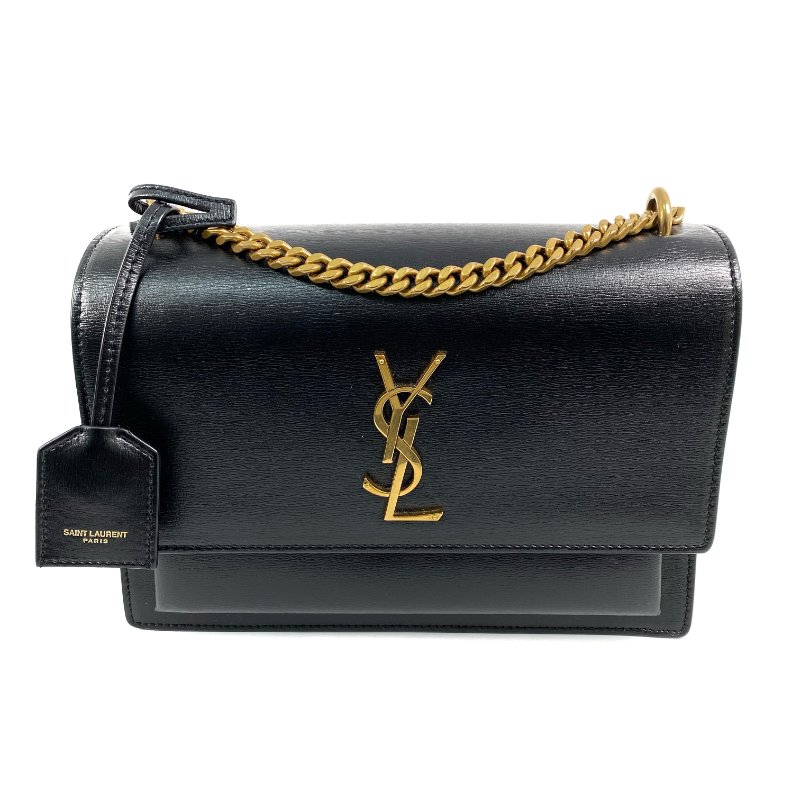 △ Saint Laurent 聖羅蘭 Black Calfskin Sunset Medium Chain Shoulder Bag 黑色小牛皮鎖鏈肩背袋 - 267001328-1