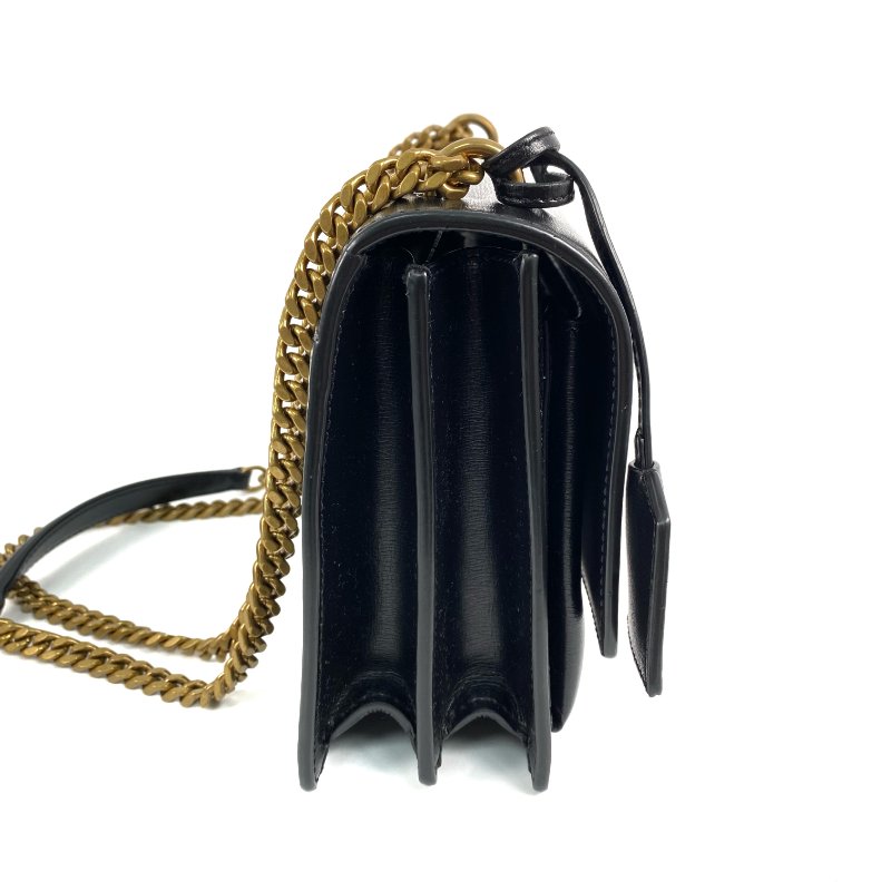 △ Saint Laurent 聖羅蘭 Black Calfskin Sunset Medium Chain Shoulder Bag 黑色小牛皮鎖鏈肩背袋 - 267001328-4