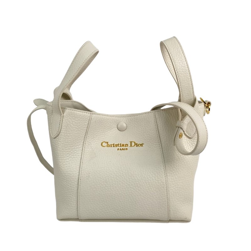 △ Dior 迪奧 White Calfskin Signature Bucket 2 Way Bag 白色小牛皮兩用水桶袋 - 267001191-1