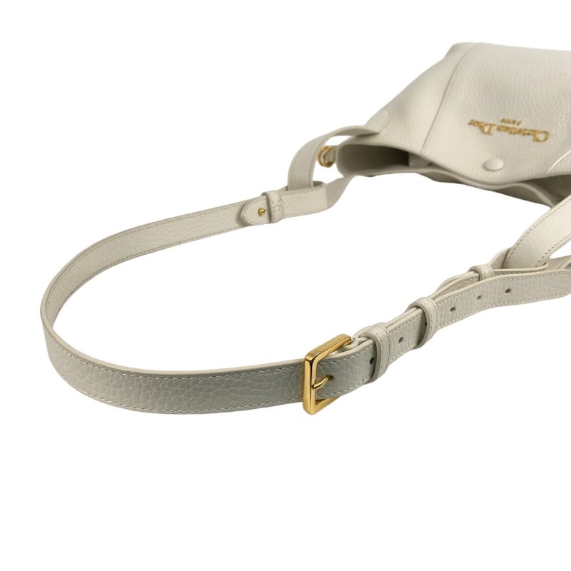 △ Dior 迪奧 White Calfskin Signature Bucket 2 Way Bag 白色小牛皮兩用水桶袋 - 267001191-5