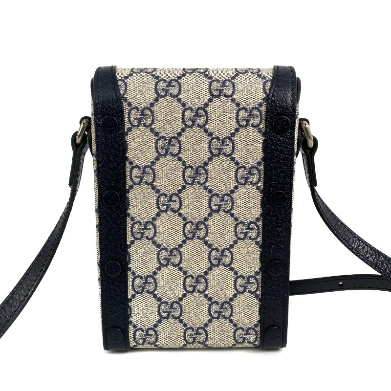 ☆Gucci古馳 Beige, Navy Coated Canvas GG Monogram Shoulder Bag 625615 米色, 深藍色塗層帆布 GG花紋肩背袋 625615 -267001483-2