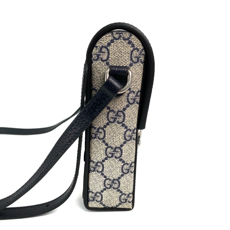 ☆Gucci古馳 Beige, Navy Coated Canvas GG Monogram Shoulder Bag 625615 米色, 深藍色塗層帆布 GG花紋肩背袋 625615 -267001483-4