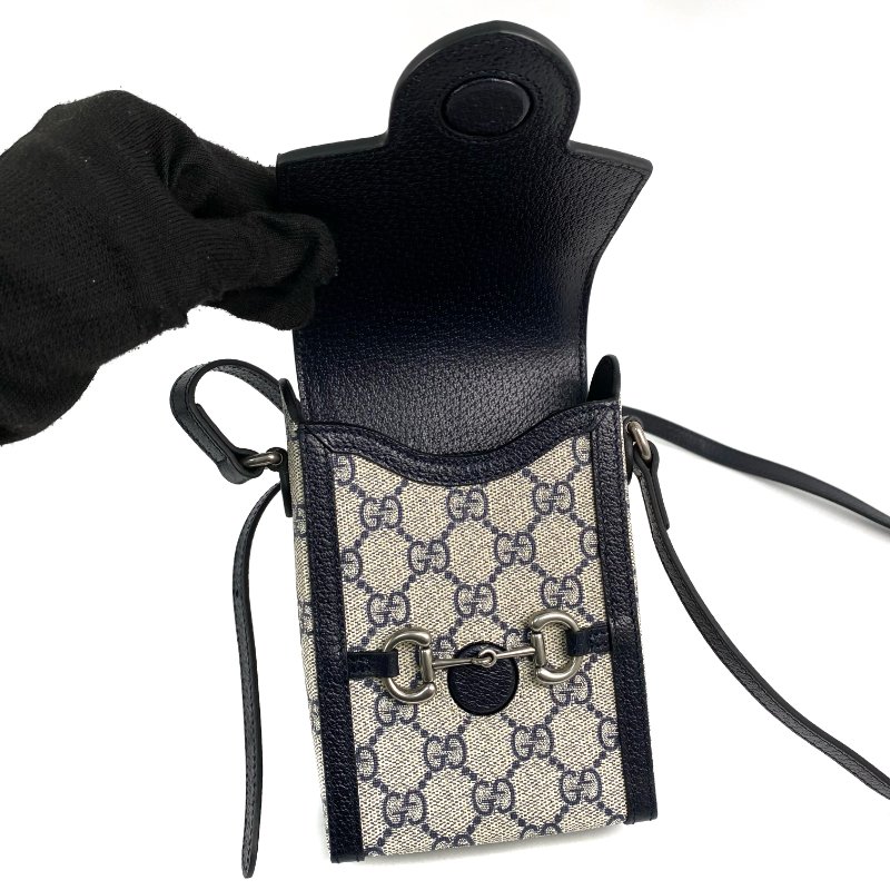 ☆Gucci古馳 Beige, Navy Coated Canvas GG Monogram Shoulder Bag 625615 米色, 深藍色塗層帆布 GG花紋肩背袋 625615 -267001483-13