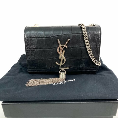 ☆ Saint Laurent 聖羅蘭 Black Calfskin Kate Tassel Chain Shoulder Bag 黑色小牛皮鏈條肩背袋 - 267001751