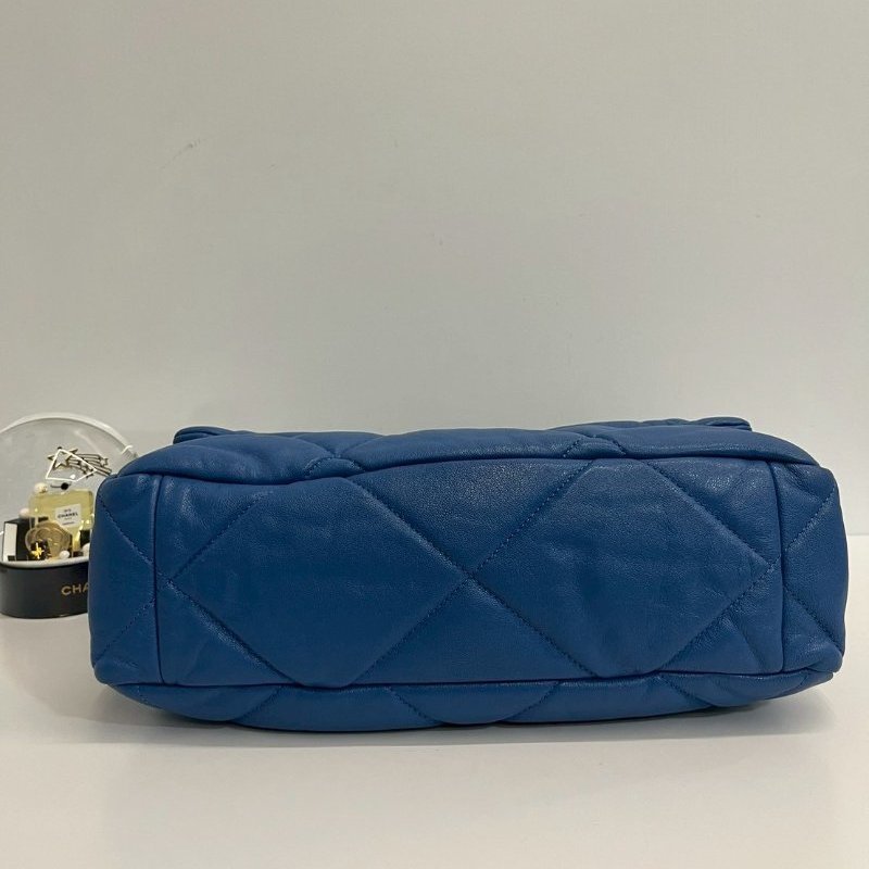 Chanel 19Bag 中號 藍色金釦 完整雷標30開-4