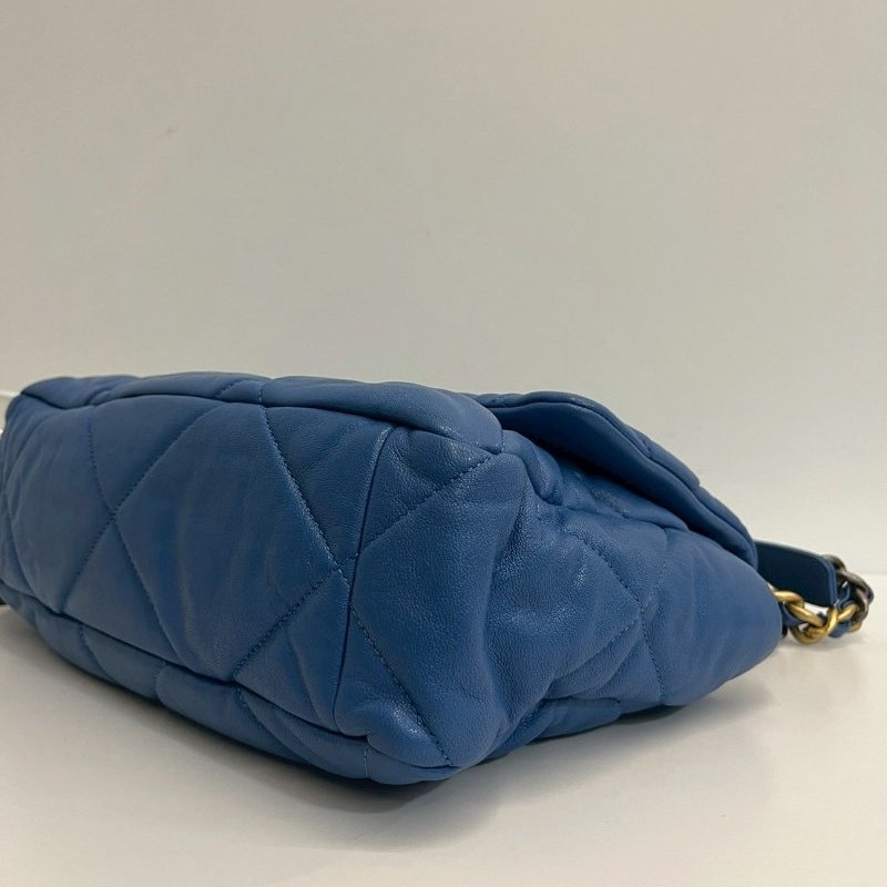 Chanel 19Bag 中號 藍色金釦 完整雷標30開-6