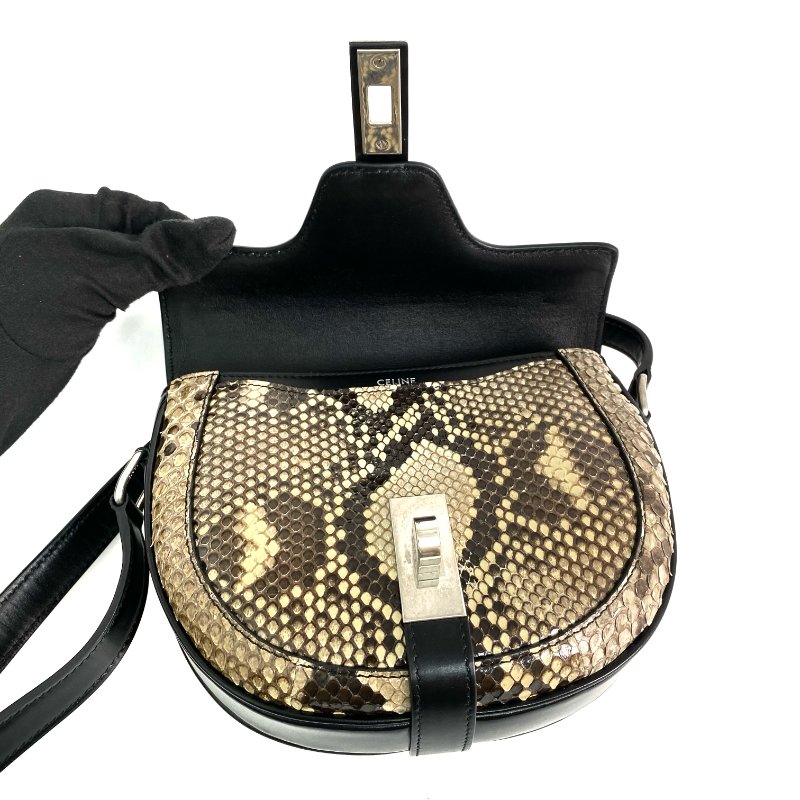☆Celine思琳 Besace 16 Brown, Black Python Skin, Calfskin Shoulder Bag 啡色,黑色蛇皮,小牛皮肩背袋 -267001749-13