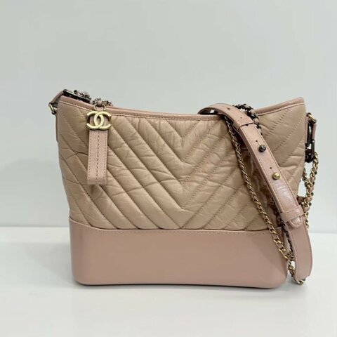 Chanel Hobo 奶茶色 金釦 完整雷標27開