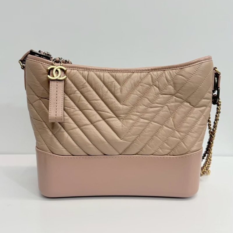 Chanel Hobo 奶茶色 金釦 完整雷標27開-1