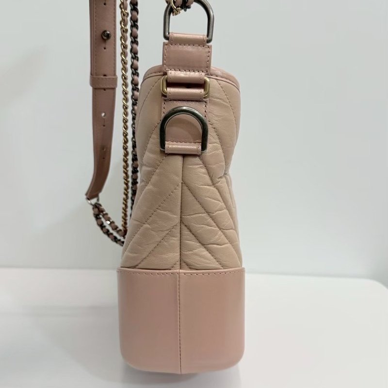 Chanel Hobo 奶茶色 金釦 完整雷標27開-2