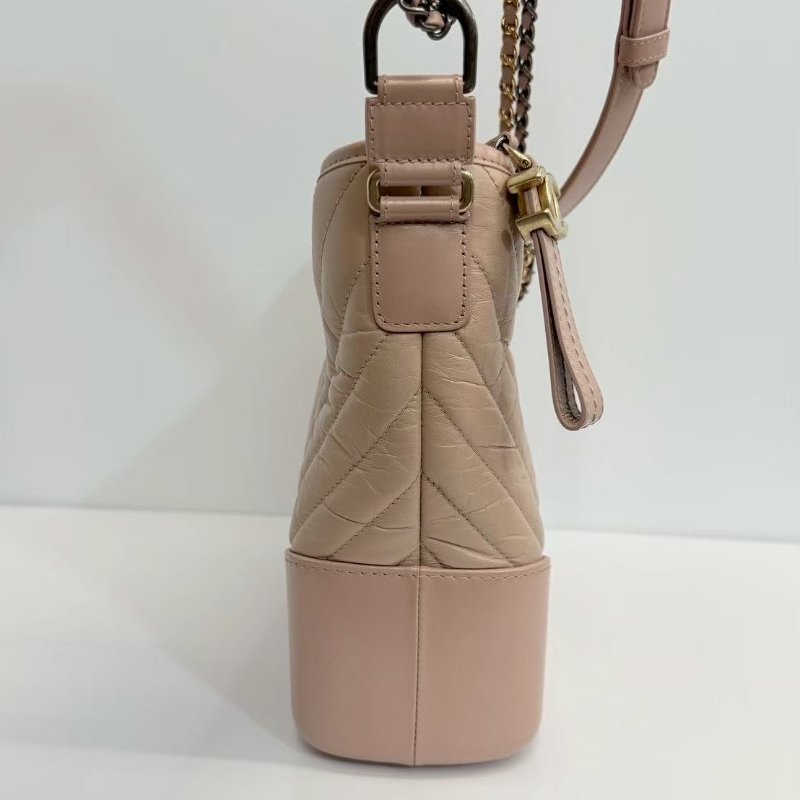 Chanel Hobo 奶茶色 金釦 完整雷標27開-3