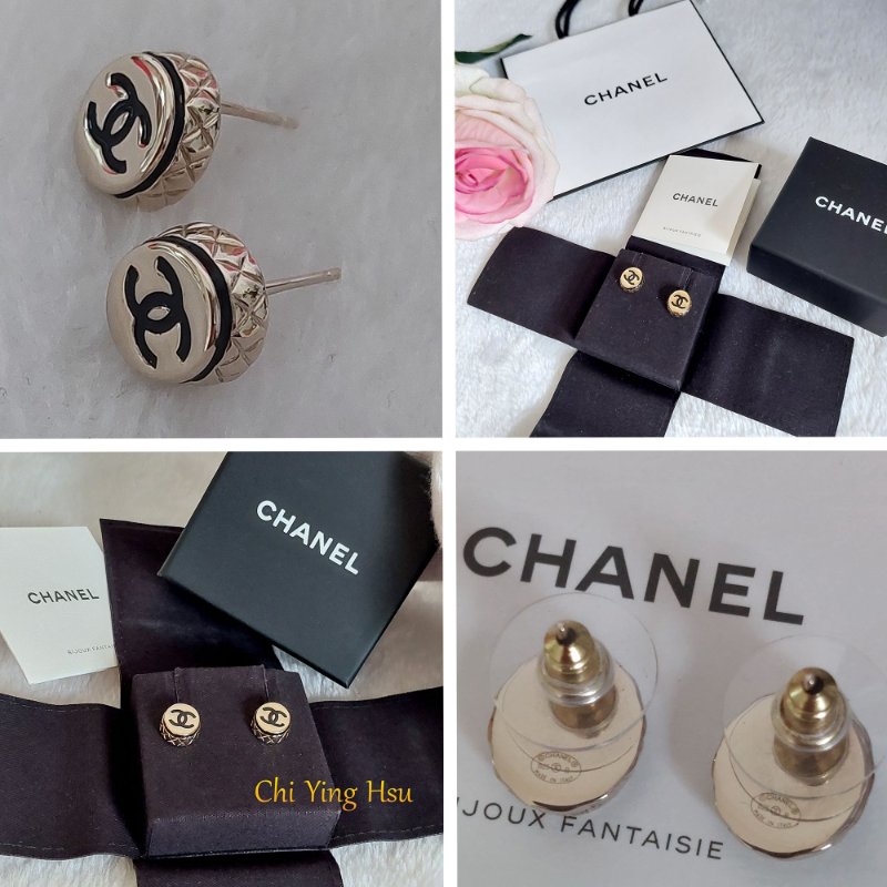 Chanel香奈兒【25B 秋冬預告】橢圓形金色菱格紋耳環👏9.5成新 閒置品-36