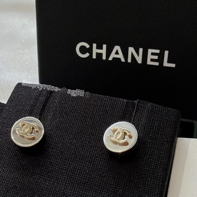 Chanel 雙色金銀立體 小圓丁耳環✨全新品-0