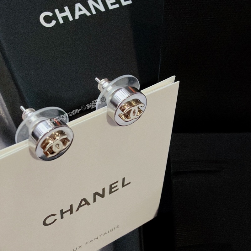 Chanel 雙色金銀立體 小圓丁耳環✨全新品-3