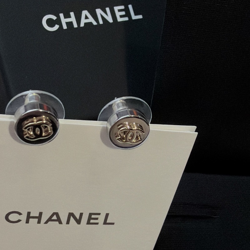Chanel 雙色金銀立體 小圓丁耳環✨全新品-5