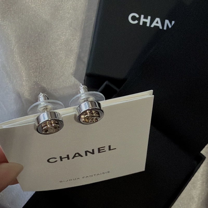 Chanel 雙色金銀立體 小圓丁耳環✨全新品-7