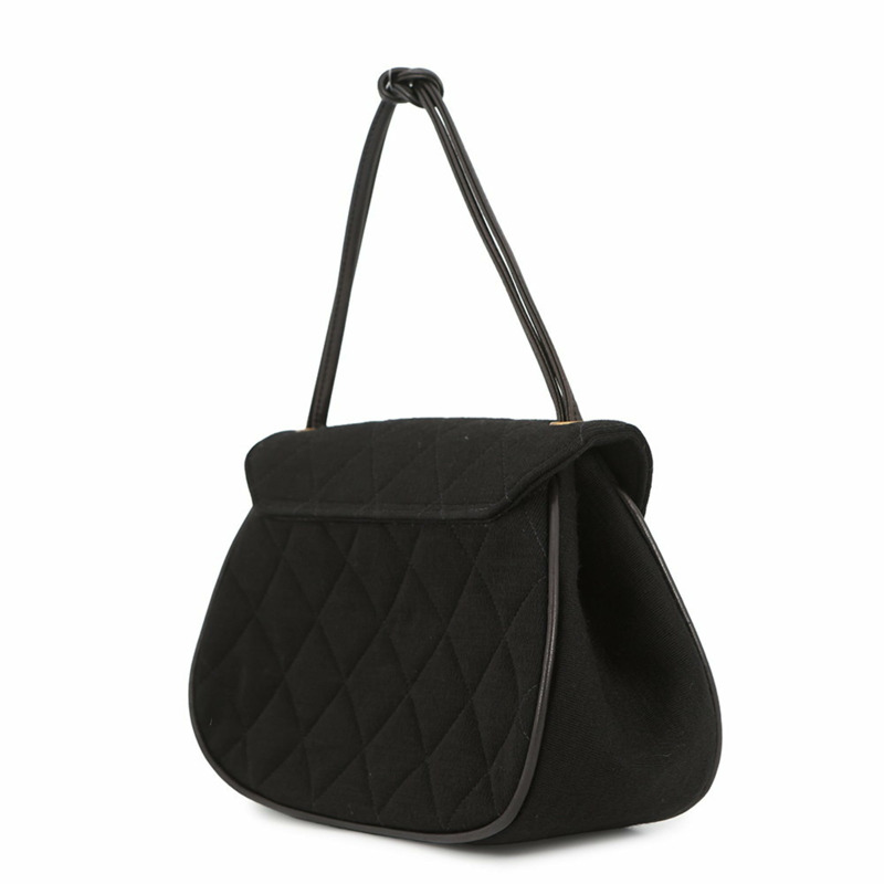 香奈兒 Matelasse 2.55 棉手提包，黑色，女士-1