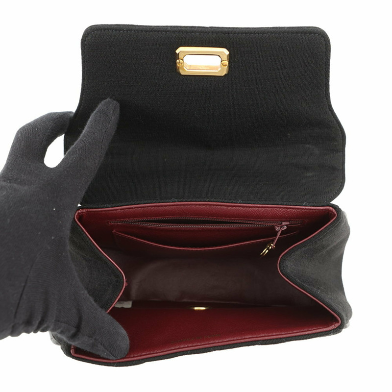 香奈兒 Matelasse 2.55 棉手提包，黑色，女士-4