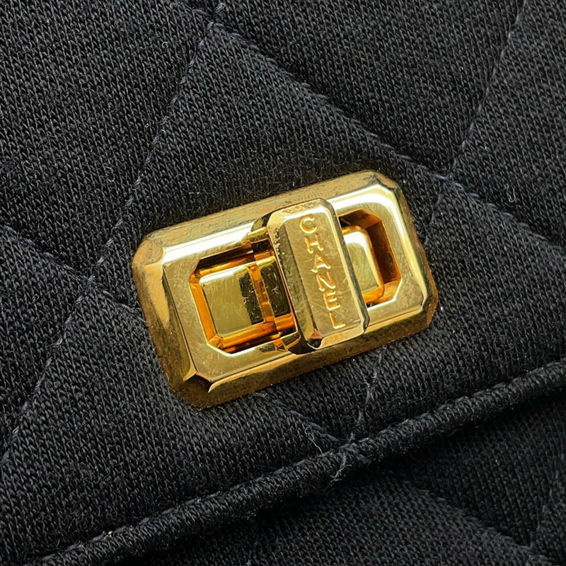 香奈兒 Matelasse 2.55 棉手提包，黑色，女士-5