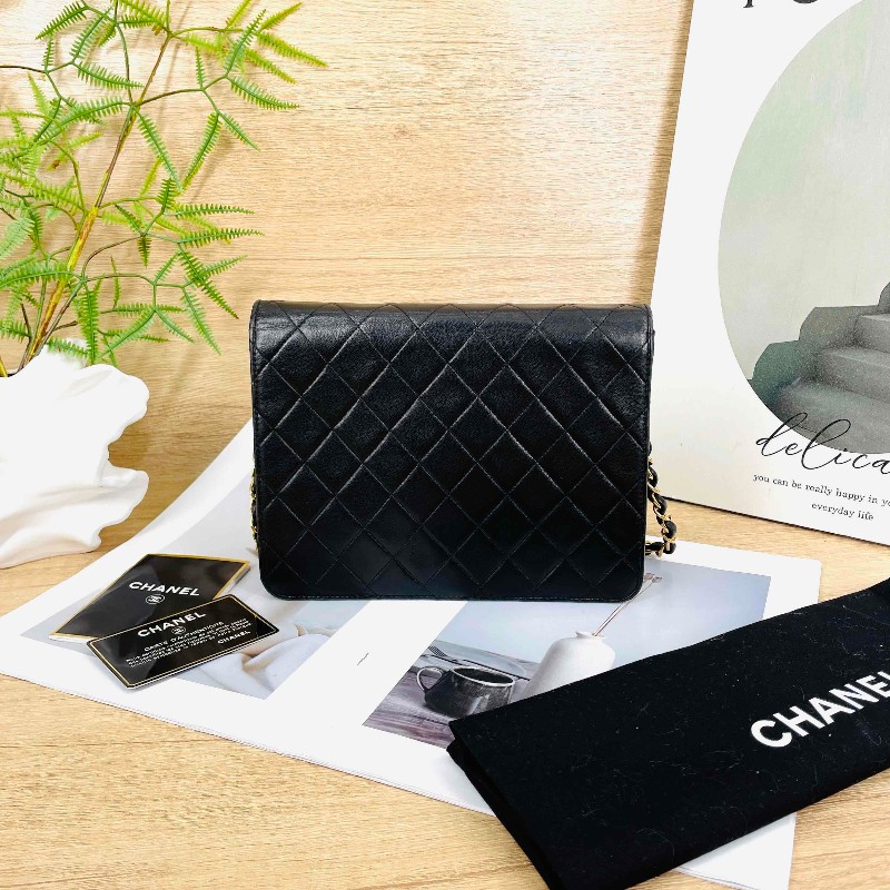 sqp bi  Chanel香奈兒 中古黑金方胖子 菱格紋 經典百搭-1