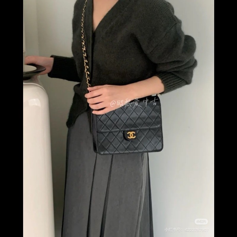 sqp bi  Chanel香奈兒 中古黑金方胖子 菱格紋 經典百搭-2