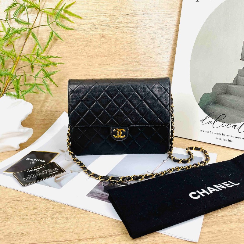sqp bi  Chanel香奈兒 中古黑金方胖子 菱格紋 經典百搭-5
