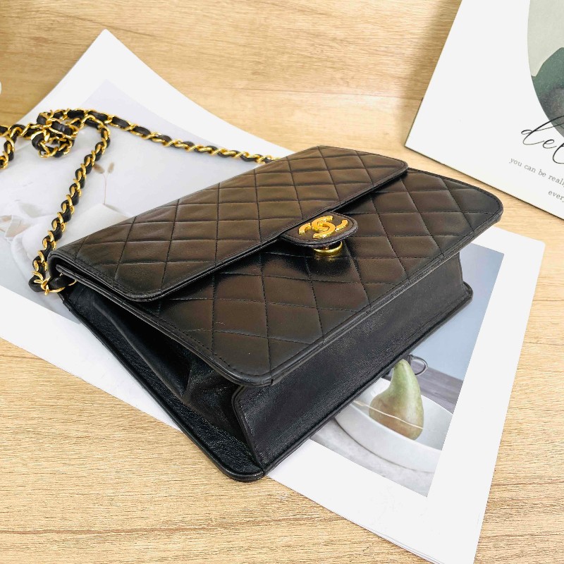 sqp bi  Chanel香奈兒 中古黑金方胖子 菱格紋 經典百搭-7