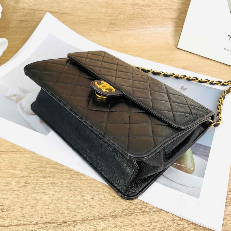 sqp bi  Chanel香奈兒 中古黑金方胖子 菱格紋 經典百搭-8