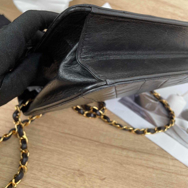 sqp bi  Chanel香奈兒 中古黑金方胖子 菱格紋 經典百搭-12