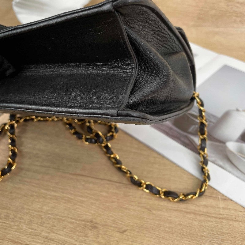 sqp bi  Chanel香奈兒 中古黑金方胖子 菱格紋 經典百搭-13