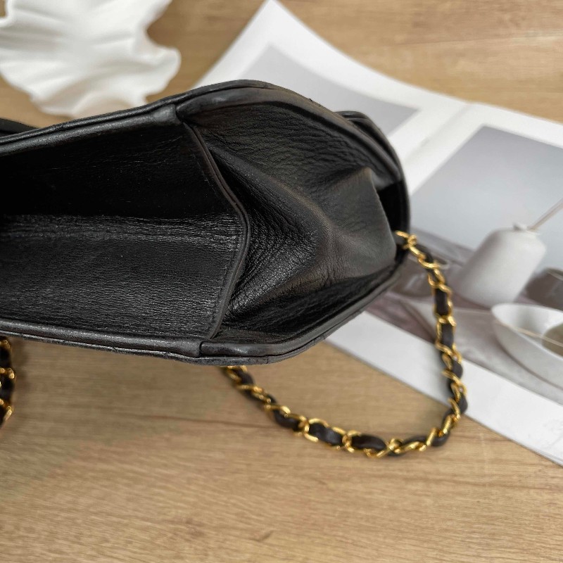 sqp bi  Chanel香奈兒 中古黑金方胖子 菱格紋 經典百搭-14