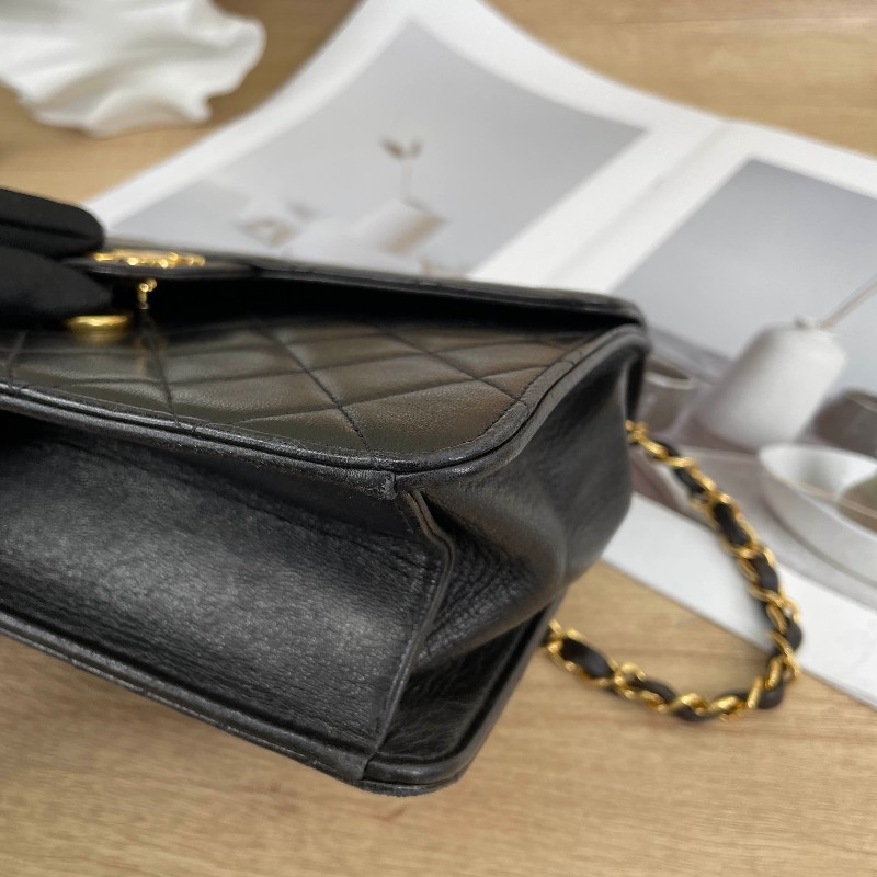 sqp bi  Chanel香奈兒 中古黑金方胖子 菱格紋 經典百搭-15