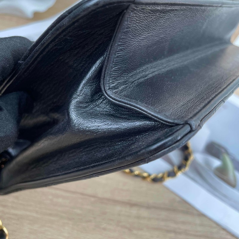 sqp bi  Chanel香奈兒 中古黑金方胖子 菱格紋 經典百搭-16