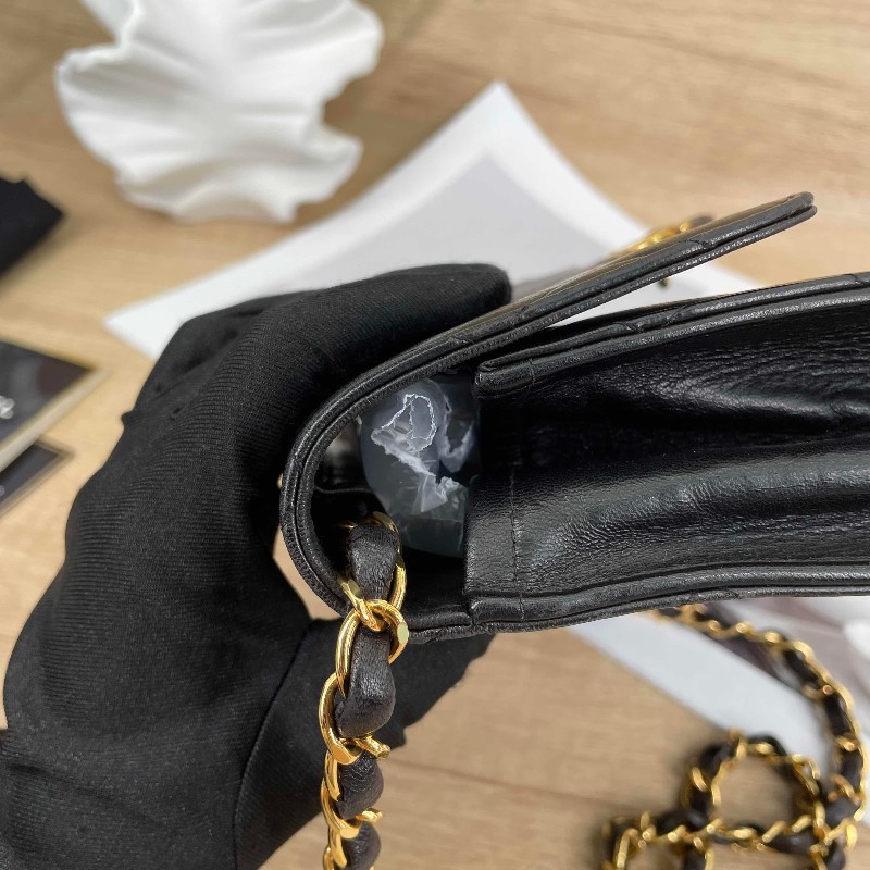 sqp bi  Chanel香奈兒 中古黑金方胖子 菱格紋 經典百搭-21