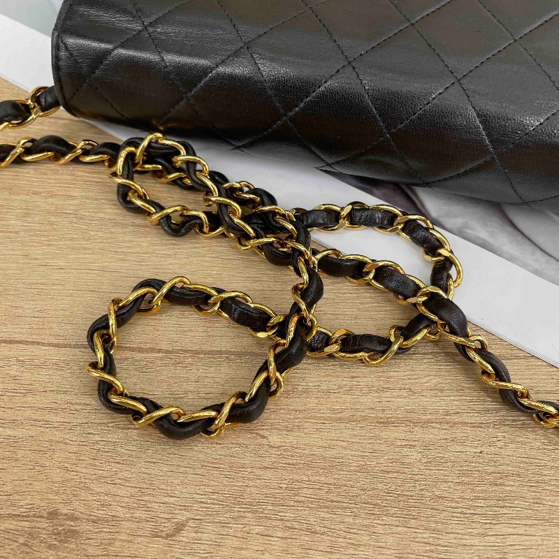 sqp bi  Chanel香奈兒 中古黑金方胖子 菱格紋 經典百搭-22