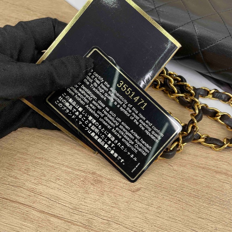 sqp bi  Chanel香奈兒 中古黑金方胖子 菱格紋 經典百搭-23