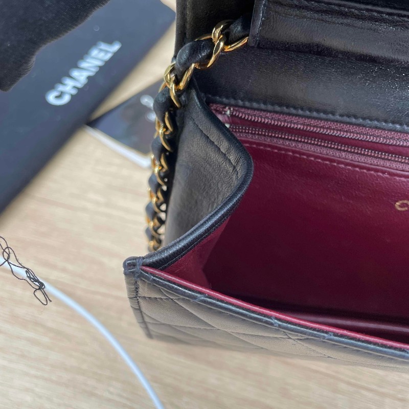 sqp bi  Chanel香奈兒 中古黑金方胖子 菱格紋 經典百搭-24