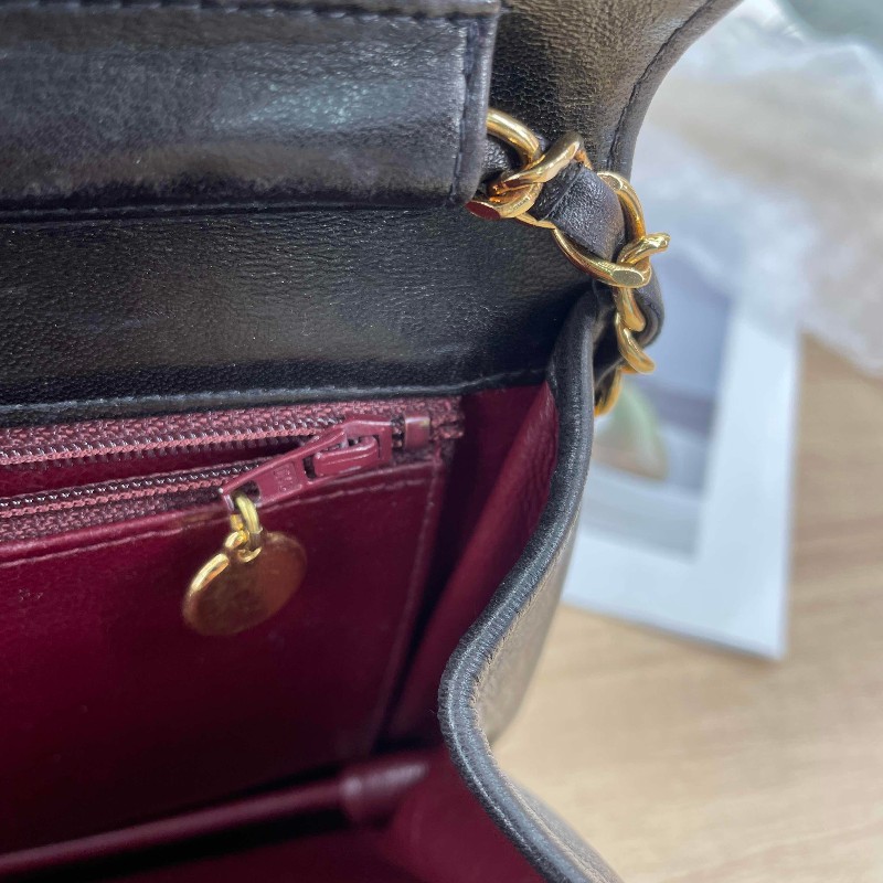 sqp bi  Chanel香奈兒 中古黑金方胖子 菱格紋 經典百搭-25