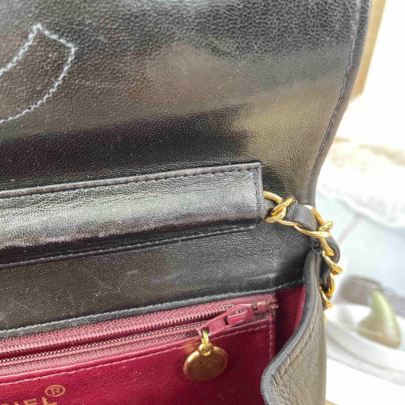 sqp bi  Chanel香奈兒 中古黑金方胖子 菱格紋 經典百搭-26