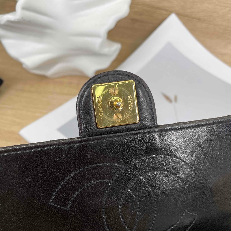 sqp bi  Chanel香奈兒 中古黑金方胖子 菱格紋 經典百搭-27