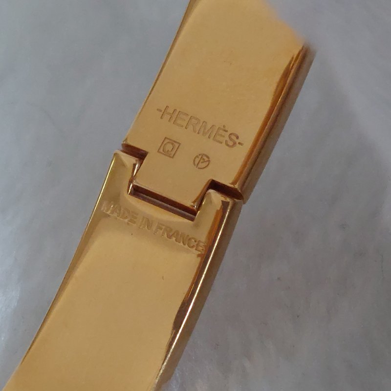 Hermes 🎀實拍 🎀愛馬仕 Clic H Logo細版玫瑰金橘色琺瑯手環-39