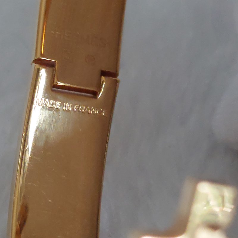 Hermes 🎀實拍 🎀愛馬仕 Clic H Logo細版玫瑰金橘色琺瑯手環-40