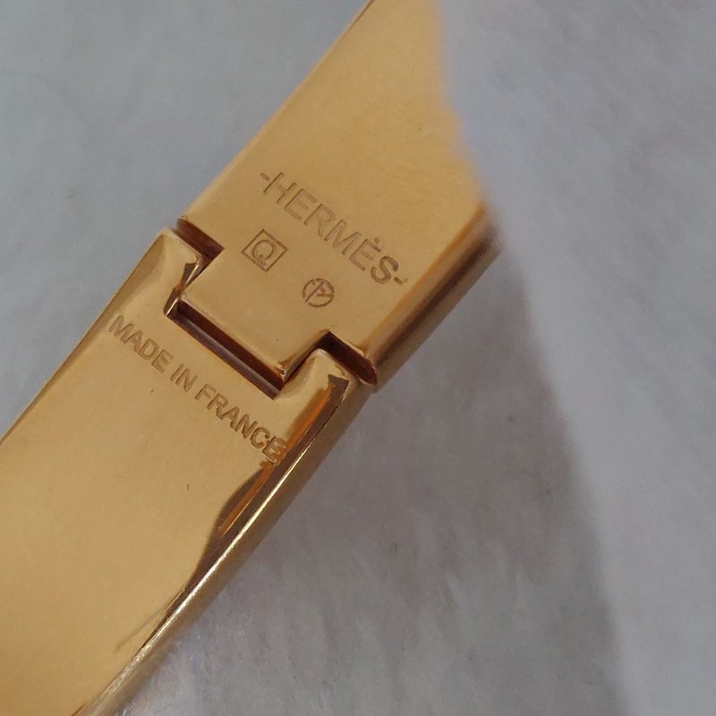 Hermes 🎀實拍 🎀愛馬仕 Clic H Logo細版玫瑰金橘色琺瑯手環-48
