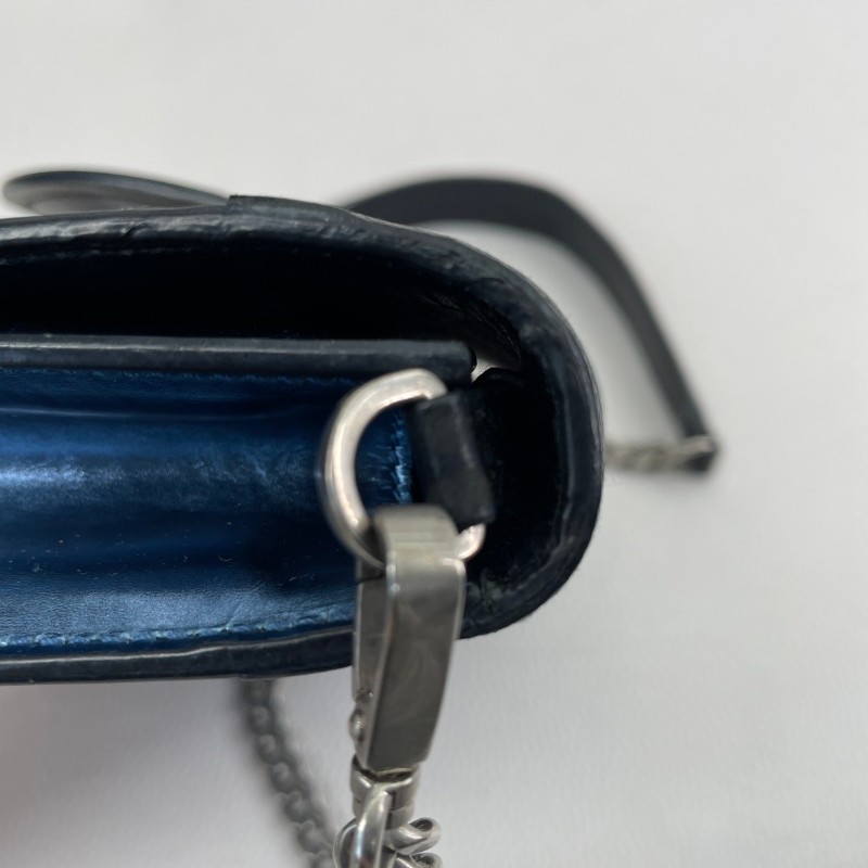 Hsj sz Prada/普拉達  宮廷款拼色藍色亮面單肩斜包 時尚百搭-14