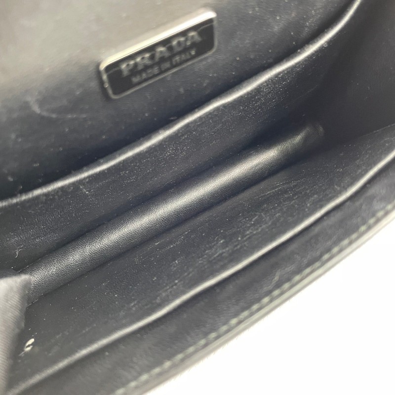 Hsj sz Prada/普拉達  宮廷款拼色藍色亮面單肩斜包 時尚百搭-15