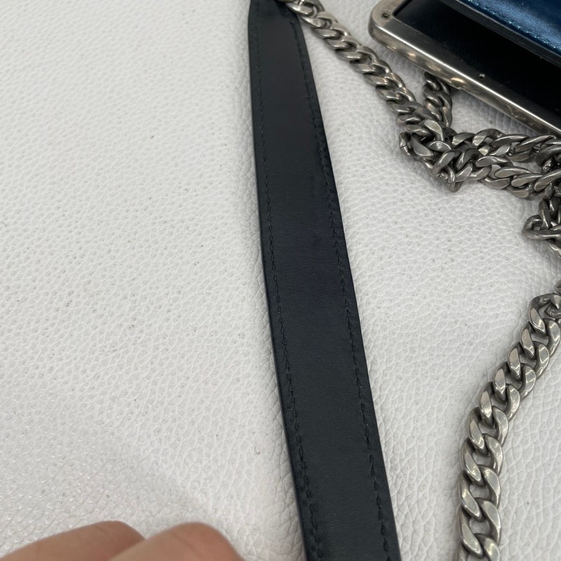 Hsj sz Prada/普拉達  宮廷款拼色藍色亮面單肩斜包 時尚百搭-17