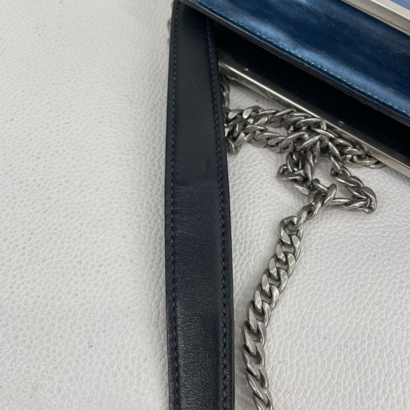 Hsj sz Prada/普拉達  宮廷款拼色藍色亮面單肩斜包 時尚百搭-18